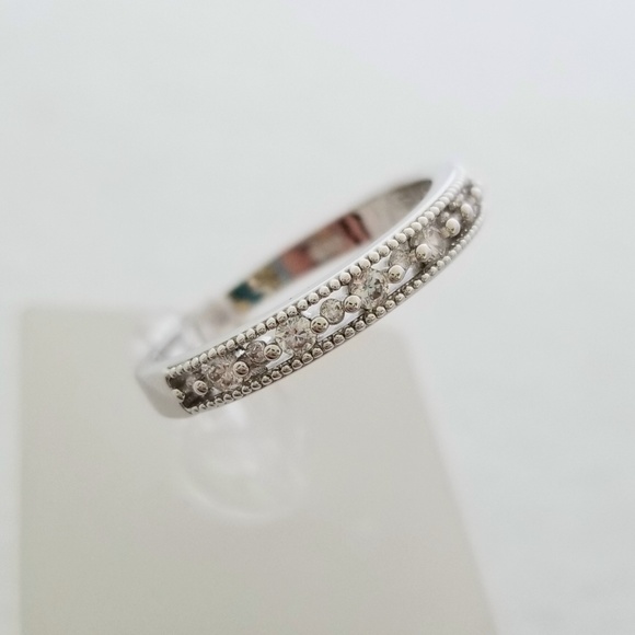 18k Over Sterling Channel Set Band - Picture 3 of 8